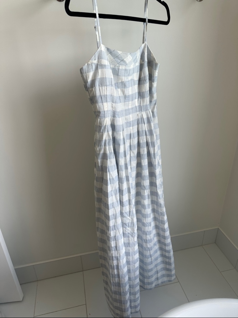 Caroline Constas Periwinkle Sky Check Midi Dress NWT small - Picture 2 of 3